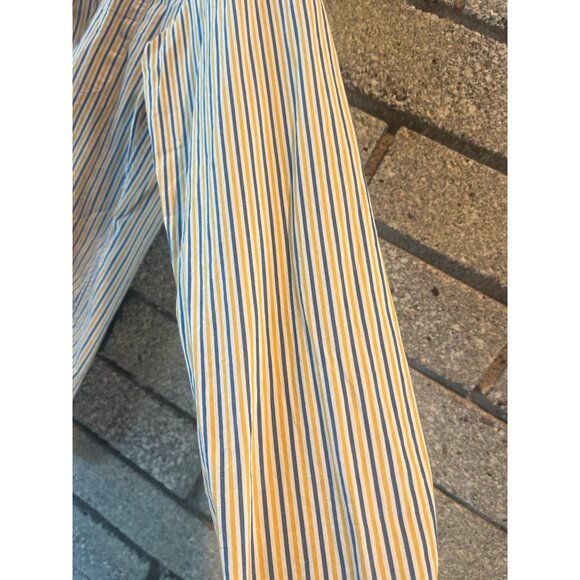 J.Crew Mens Secret Wash Shirt L Striped Yellow/Blue Stretch Long Sleeve Button-U - Picture 5 of 7